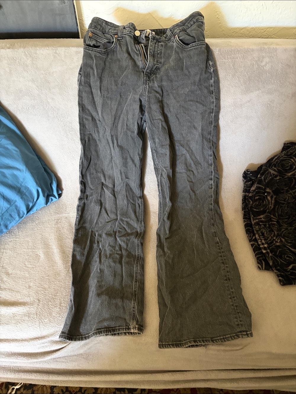 H&M Dark Gray Flared Jeans - Wide Leg Style